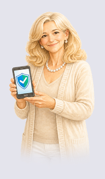 Control+ customer holding a protected phone